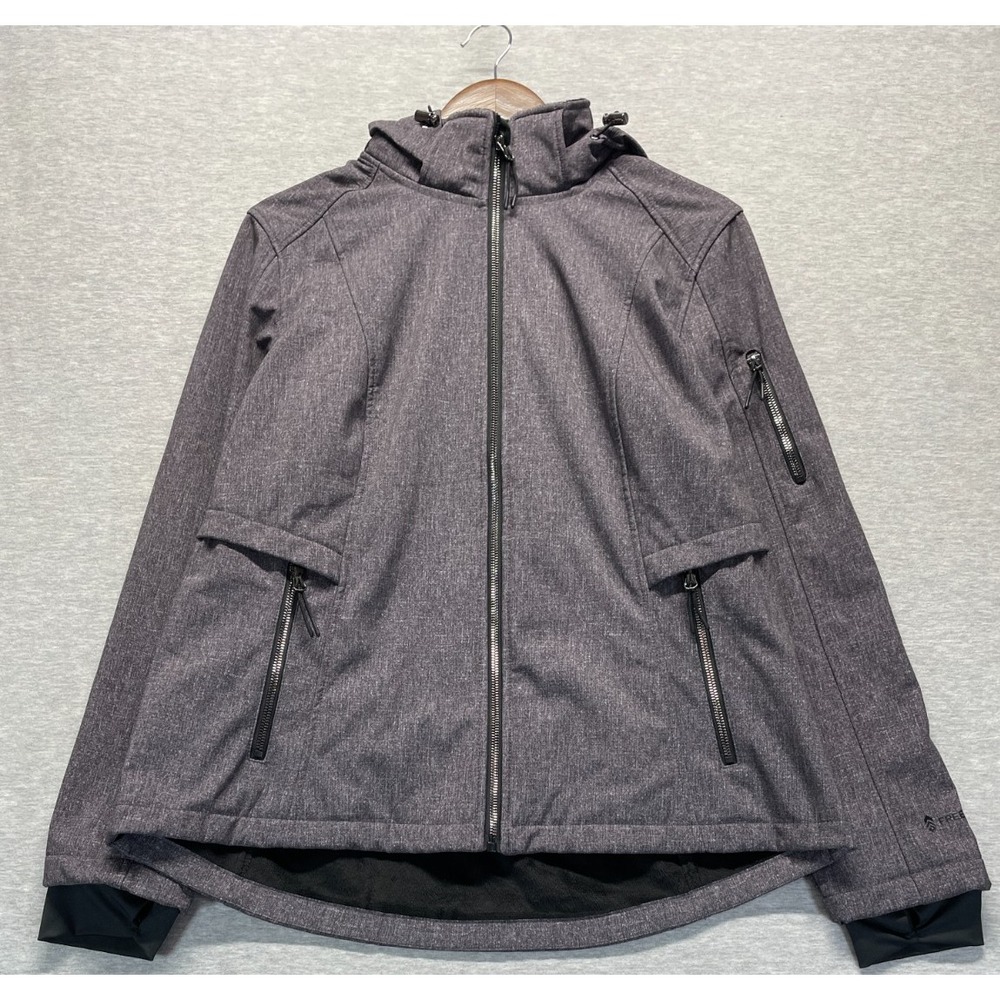 Free Country Softshell Jacket Womens XL Heather Gray Faux Fur Lined Full Zip